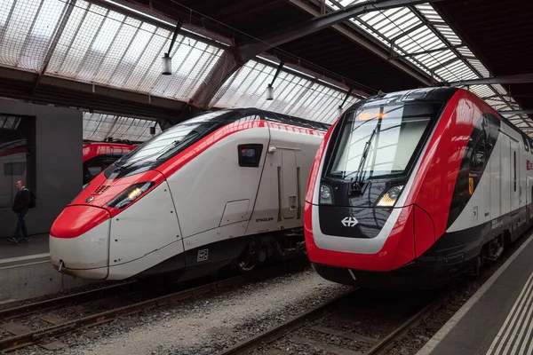 stock image Zurich, Switzerland - October 1, 2022: Modern Bombardier trains at Zurich train station