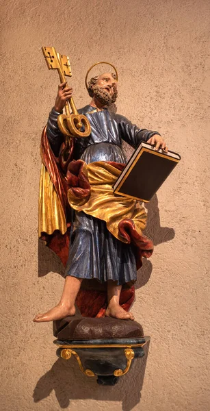 Vohrenbach Allemagne Octobre 2022 Statue Saint Pierre Apôtre Jésus Tenant — Photo