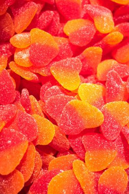 Background image made of vivid jelly candies and sweets
