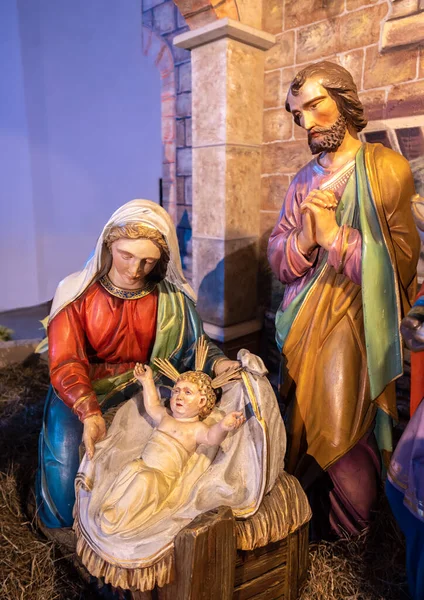 Feldkirch Austria January 2022 Figurines Christmas Nativity Scene Cristmas Cribs — Photo