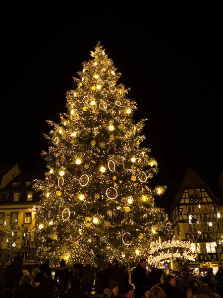 Strasbourg France December 2022 Christmas Tree New Year Decorations Traditional — Stock Photo, Image