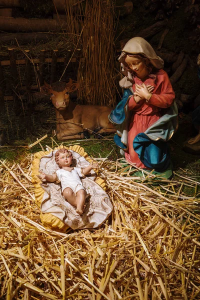 stock image Sveta Gora, Slovenia - December 27, 2022: Nativity scene - Christmas cribs. Catholic representation of the birth of Jesus in Bethlehem