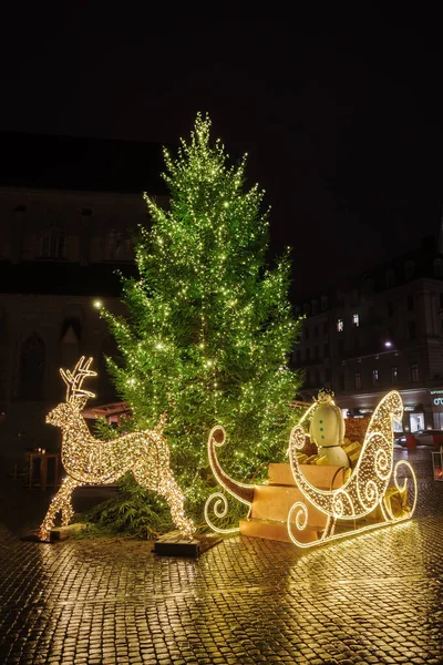 stock image Christmas tree and New Year decorations at a traditional Advent fair in Zurich, Switzerland.