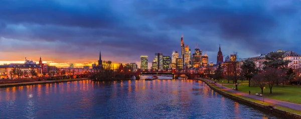 Frankfurt Main Germany City Skyline Blue Hour Stock Image