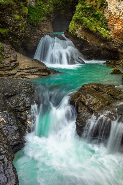 stock image Reichenbach waterfall. The Reichenbach Falls are a waterfall cascade of seven steps on the Rychenbach River in the Bernese Oberland Switzerland