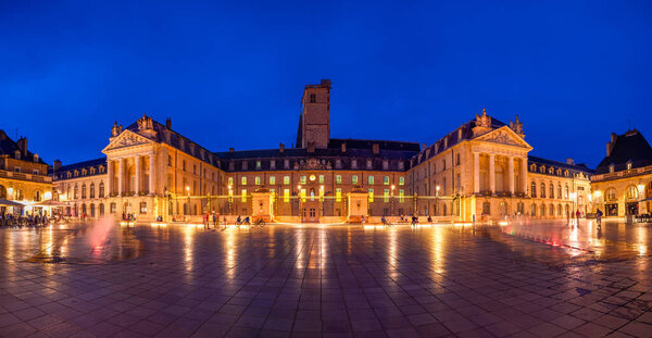 Dijon, France - August 8, 2023: Liberation Square and the Palace of the Dukes of Burgundy (Palais des ducs de Bourgogne) in Dijon.
