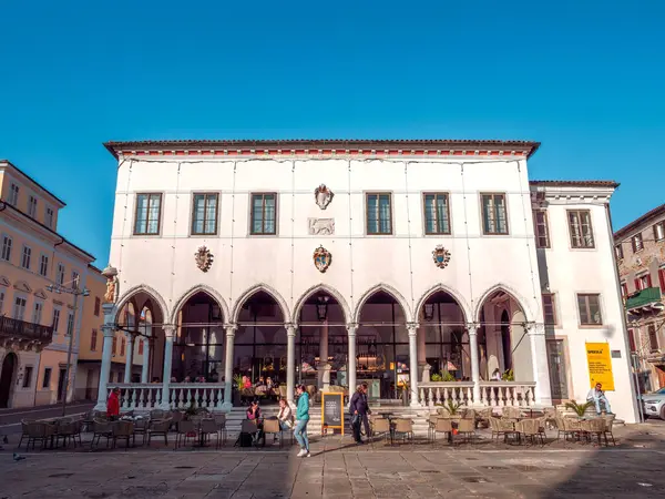 stock image Koper, Slovenia - November 8, 2023: The Loggia Palace is a Venetian Gothic palace in Koper, a port town in southwestern Slovenia.