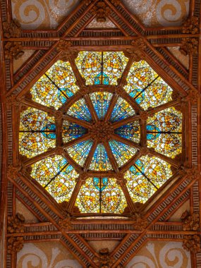 Barcelona, İspanya - 7 Ekim 2023: Dünyanın en büyük Art Nouveau kompleksi Santa Creu i Sant Pau Hastanesi.