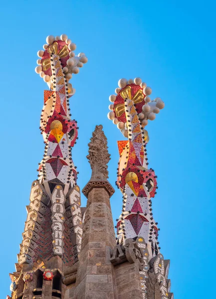 Barcelona Spanje Oktober 2023 Close Architectonisch Detail Van Modernistische Basiliek Stockafbeelding