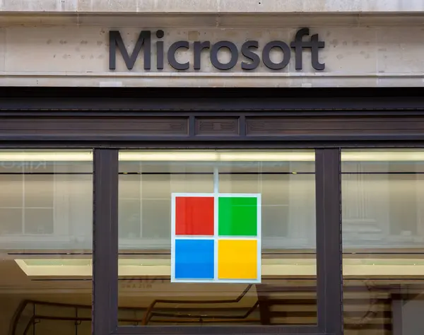 stock image London, United Kingdom - February 26, 2024: Microsoft Corporation is an American international hardware and software developer and technology company