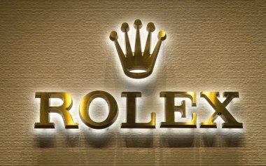 Londra, Birleşik Krallık - 29 Nisan 2024: İsviçreli saat üreticisi Rolex 'in Londra' daki perakende satış mağazasındaki işareti