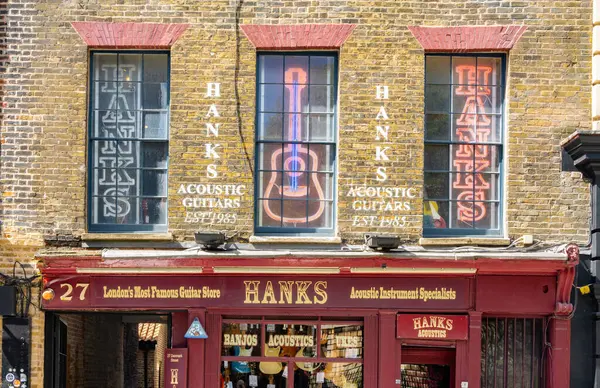stock image London, United Kingdom - April 29, 2024: Hank's guitar Shop - specialists in new, used, vintage and rare guitars, basses, amplifiers