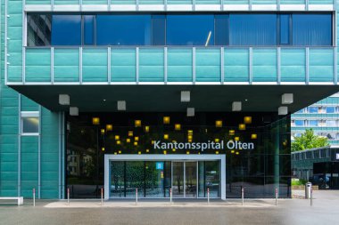 Olten, Switzerland - May 25, 2024: Modern medical facility, the cantonal hospital in Olten - Kantonsspital Olten. clipart
