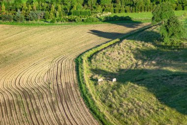 Sürülmüş tarlaları ve yemyeşil arazisi olan sakin tarım bölgesi..