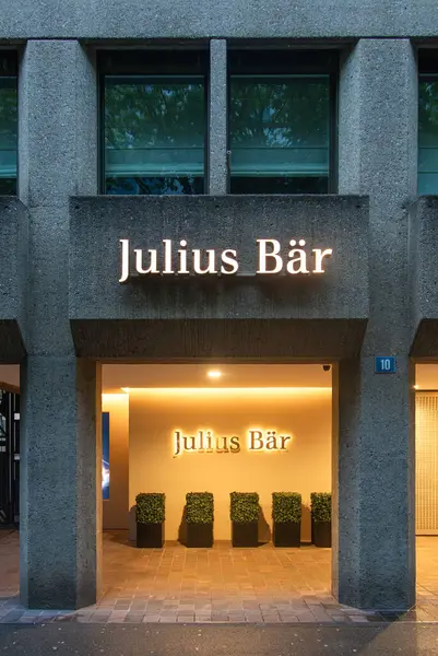 Stock image Zurich, Switzerland - May 29, 2024: Julius Bar is a swiss multinational private bank. It is one of the older and largest swiss banking institutions.