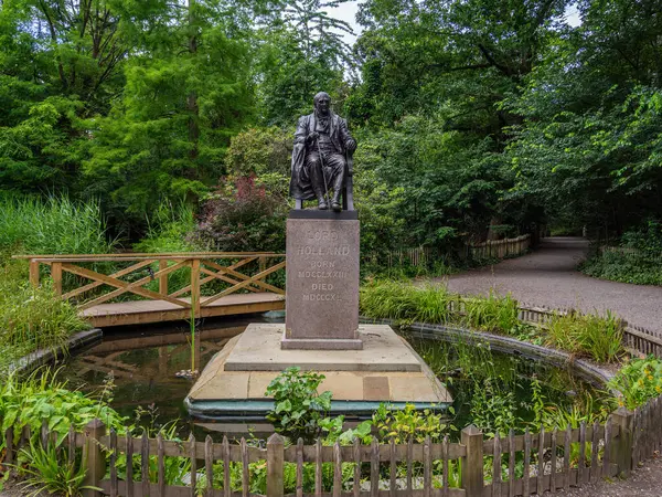 stock image London, United Kingdom - June 25, 2024: The statue of Lord Holland in Holland Park is a significant monument dedicated to Henry Vassall-Fox, Baron Holland, a prominent Whig politician