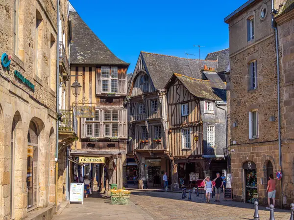 stock image Dinan, France - July 19, 2024: Street of Dinan, a picturesque medieval town located in the Brittany region of northwestern France.