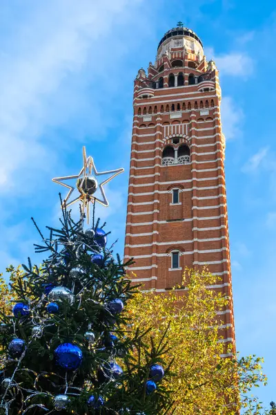 Westminster Katedrali 'nin önündeki Noel ağacı İngiltere ve Galler' deki Katolik Kilisesi 'nin ana kilisesi.