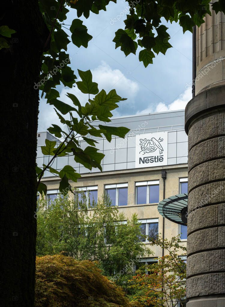 Vevey, Switzerland - September 24, 2025: Global headquarters of the Nestle Group in Vevey, one of the largest food and beverage companies in the world.