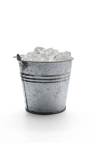 Ice Bucket Ice Isolated White Background — Stock Photo, Image