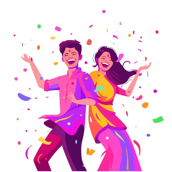Dancing Couple Young Man Woman Vector Illustration — Stock Vector