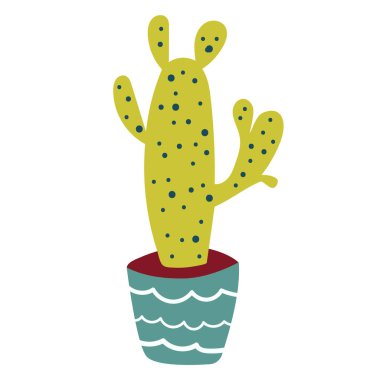 Ev dekorasyonu, şık bir tencerede sulu. Vektör illüstrasyonu