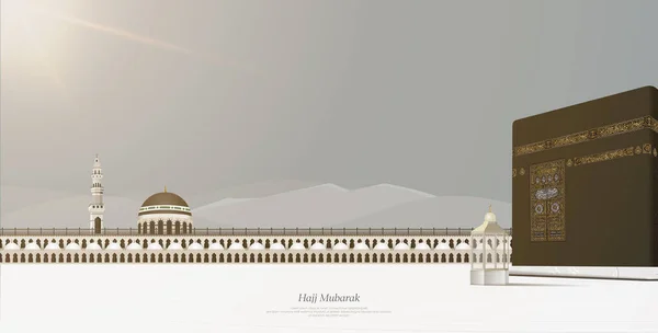 Вектор Кааби Ландшафтному Режимі Банер Хайджа Маброра Мубарака — стоковий вектор