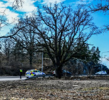 Polis devriyesi Stockholm, İsveç 'te bir şoförü durdurdu..