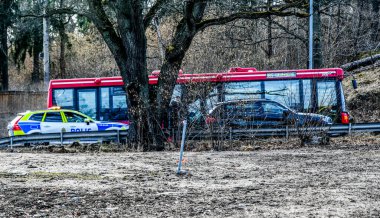 Polis devriyesi Stockholm, İsveç 'te bir şoförü durdurdu..