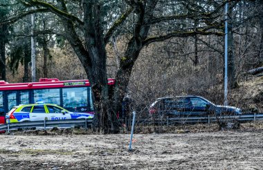Polis devriyesi Stockholm, İsveç 'te bir şoförü durdurdu..