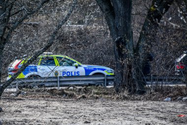 Polis devriyesi Stockholm, İsveç 'te bir şoförü durdurdu..