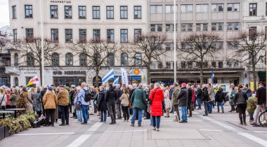 Stockholm, İsveç 'in merkezinde düzenlenen Ukrayna' daki Rusya savaşına karşı haftalık protesto.