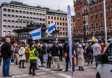 Stockholm, İsveç 'in merkezinde düzenlenen Ukrayna' daki Rusya savaşına karşı haftalık protesto.