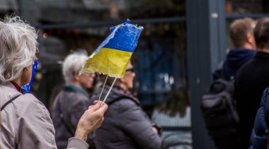 Stockholm, İsveç 'in merkezinde düzenlenen Ukrayna' daki Rusya savaşına karşı haftalık protesto.