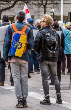 Stockholm, İsveç 'in merkezinde düzenlenen Ukrayna' daki Rusya savaşına karşı haftalık protesto.