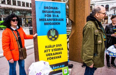 Stockholm, İsveç 'in merkezinde düzenlenen Ukrayna' daki Rusya savaşına karşı haftalık protesto.