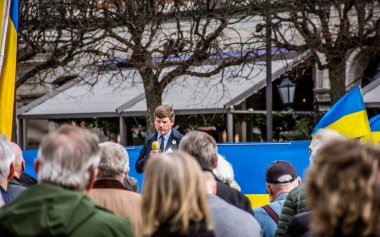 Stockholm, İsveç 'in merkezinde düzenlenen Ukrayna' daki Rusya savaşına karşı haftalık protesto.