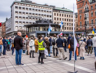 Stockholm, İsveç 'in merkezinde düzenlenen Ukrayna' daki Rusya savaşına karşı haftalık protesto.