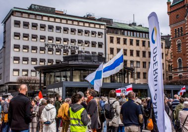 Stockholm, İsveç 'in merkezinde düzenlenen Ukrayna' daki Rusya savaşına karşı haftalık protesto.