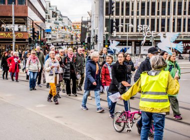 Stockholm, İsveç 'te NATO' nun bir parçası olmayı protesto etmek. 11 Mayıs 2025.