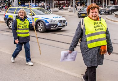 Stockholm, İsveç 'te NATO' nun bir parçası olmayı protesto etmek. 11 Mayıs 2025.