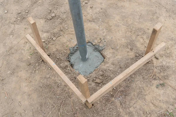 Construction of a trench in the ground. Construction of a trench.
