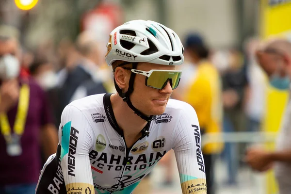 Bilbau Espanha Julho 2023 Ciclista Jack Haig Equipe Bahrain Victorious — Fotografia de Stock