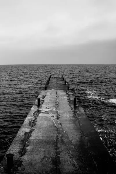 black and white seascape in the sea