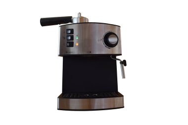 Elektrikli kahve makinesi beyaz arka planda izole edilmiş..