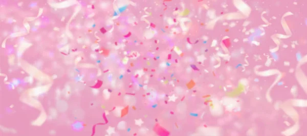 Πολύχρωμο Φεστιβάλ Κομφετί Ροζ Φόντο Θολή Στοιχεία Θολή Φόντο Διακοπών — Φωτογραφία Αρχείου
