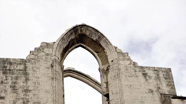 Ruinas Construcción Piedra Fachada Contra Cielo — Foto de Stock