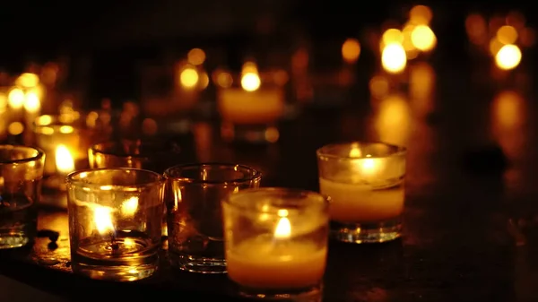 stock image candles in church as background