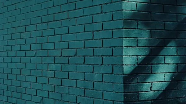 Угол Кирпичной Стены Окрашен Зеленый Цвет Стоковое Фото