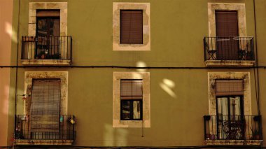 Mediterranean rustic building facade as background